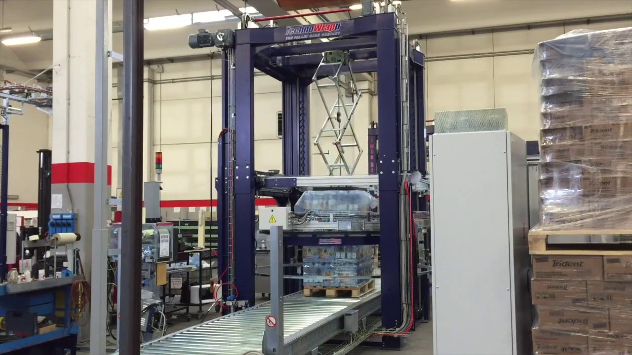 Avvolgipallet automatico ad anello rotante brevettato con copertura superiore Twin Rings E