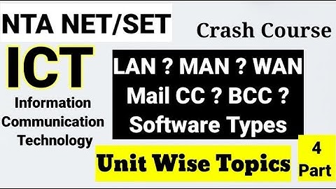 NTA NET/SET सेट Crash Course ICT ! Unit Wise Topics Part 4 ! Software Types !! LAN ? MAN ? WAN ?