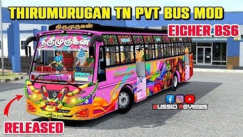 💞🙏Thirumurugan PG private bus mod released || Eicher BS6 bus mod BUSSID