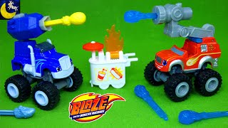 Blaze and the Monster Machines and Paw Patrol Surprise Eggs Toys Fire Truck Cannon Blaze and Crusher