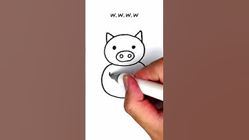 Draw One circle to Pig easy drawing step by step for kids #kids #pig #stepbystep #easydrawing