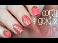 Coral and Gold X Nails | NailsByErin