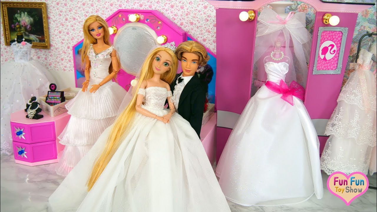 Princess Rapunzel  Barbie  Wedding Shop Shopping Gaun 