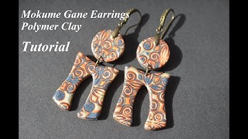 mokume gane earrings polymer clay tutorial Cernit metallic Техника лепки "Мокуме Гане" DIY
