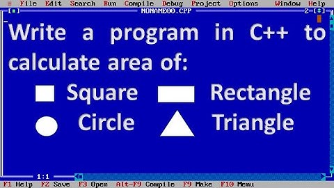 Program in C++ to calculate area of square, rectangle, circle and triangle.