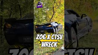 Z06 VS CTS-V WRECK 💀  #cadillac #z06 #carcrash #musclecar #shorts #carfails #camaro #streetcars