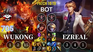 JDG 705 Wukong vs Ezreal Bot - KR Patch 10.19