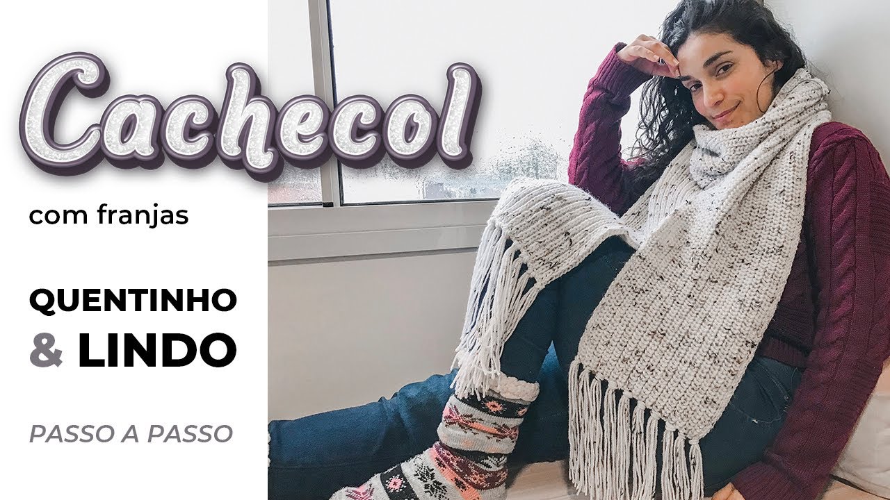 CACHECOL CONFETE | Tutorial fácil para iniciantes - Passo a passo manta em tricô