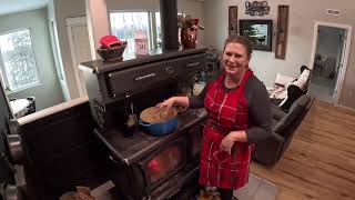 Family Sunday Dinner: Italian Sunday Sauce on the Wood Cookstove in our Homestead Kitchen