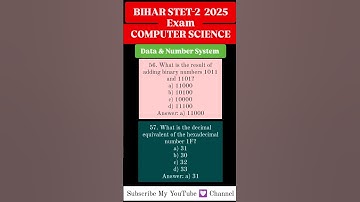 Crack Bihar STET-2 Computer Teacher Exam Chapter-1 Data & Number System Part-26 #stet #bpsc #cs