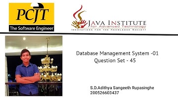 DBMS Question Set 45 | 1st year | Semester 01 | Java Institute | Adithya Rupasinghe