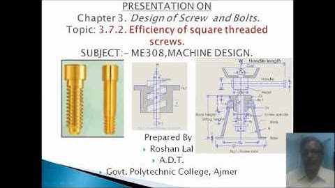ME308 Efficiency of square threaded screws