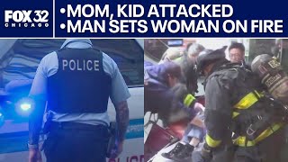 Mom And Kid Attacked Walking Home, Man Sets Woman On Fire On Cta Train Fox 32 Noon News