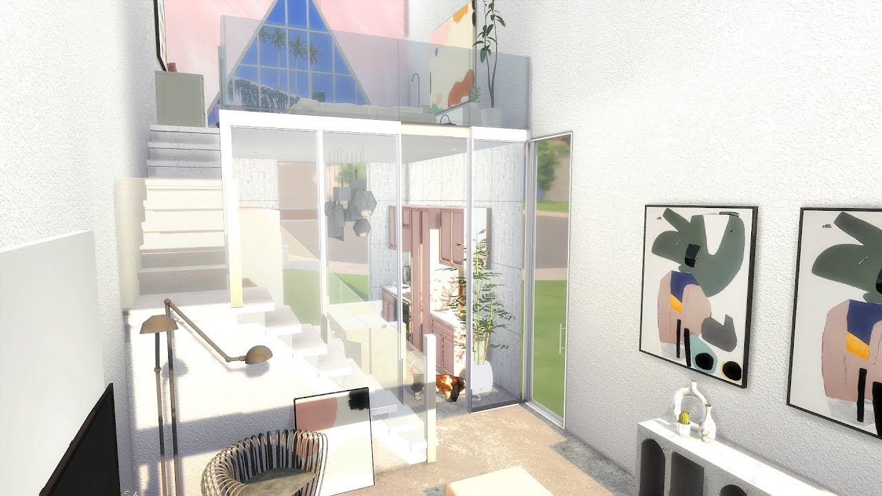 MODERN PINK LOFT | The Sims 4 | Speed Build + CC LINKS - YouTube
