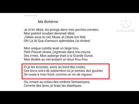 tronc commun le chevalier double lire un poème " ma bohème " + l' analyse