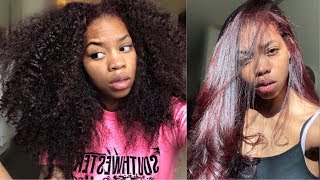 CURLY TO SILKY STRAIGHT + red color | Sidne Power