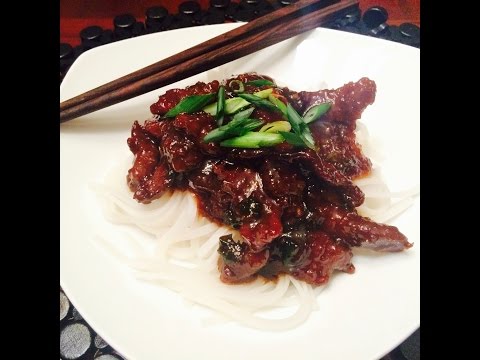 mongolian-beef-over-rice-noodles