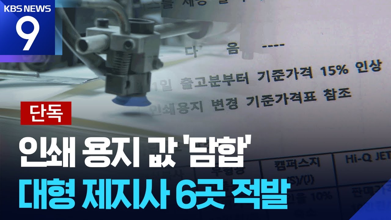 [단독] 대형 제지사 수년간 종잇값 담합…피해는 소비자·영세업체가 [9시 뉴스] / KBS  2026.01.15.