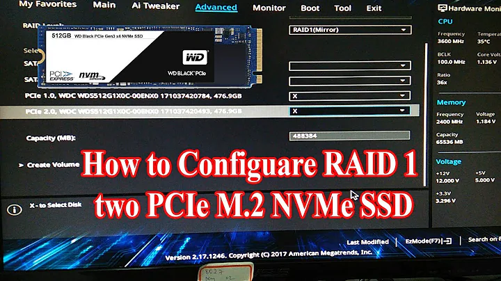 How to configuare RAID 1 two PCIe M 2 NVMe SSD on Mainboad TUF Z270 MARK 1