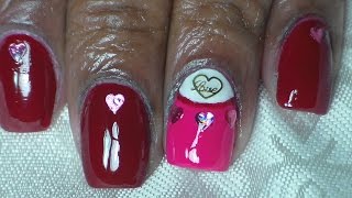 Easy Valentine Nail Art featuring Madam Glam Nail Polish