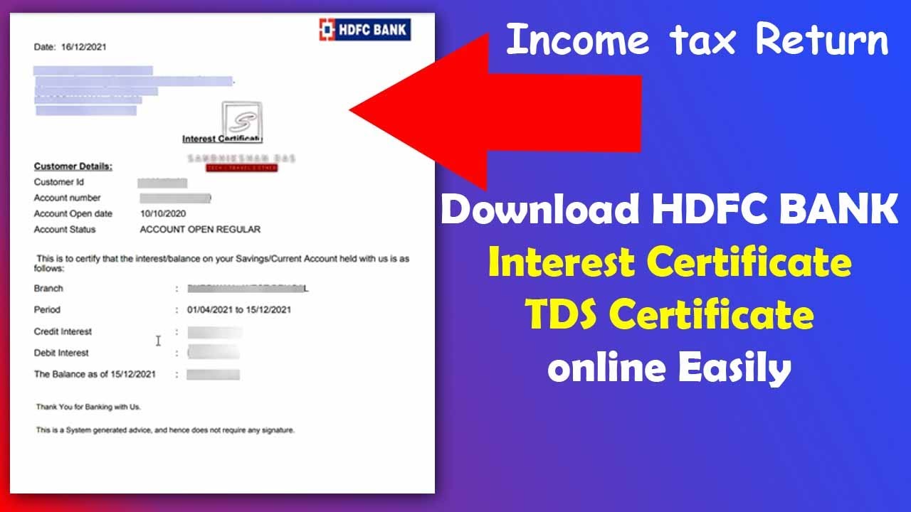 download-hdfc-bank-interest-certificate-tds-certificate-online-youtube