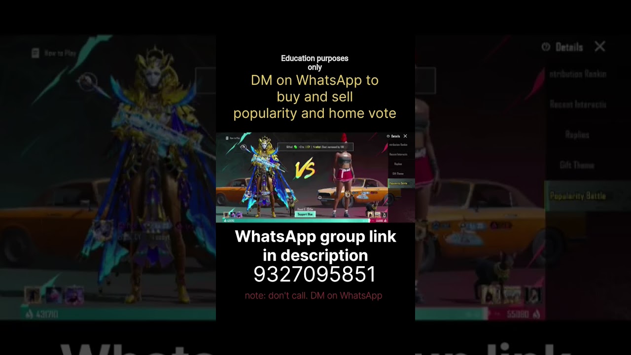 bgmi popularity and home vote sell and buy. 