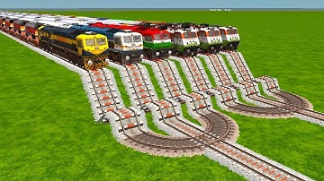 6 TRAINS CROSSING ON DOUBLE SHARP BEND U-TURN RAILROAD TRACK! Risky Railroad Tracks | Beamng Drive 