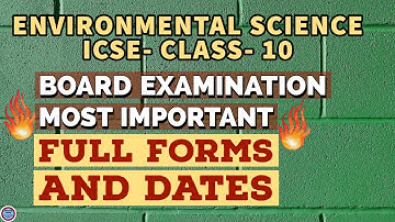 ICSE EVS Semester -2: MOST IMPORTANT FULL FORMS AND DATES :DON