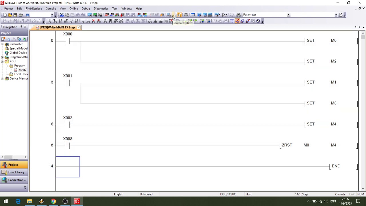 PLC Mitsubishi Fx Serise Gx Work2 Data Reset แบบ Zone Reset and test ...
