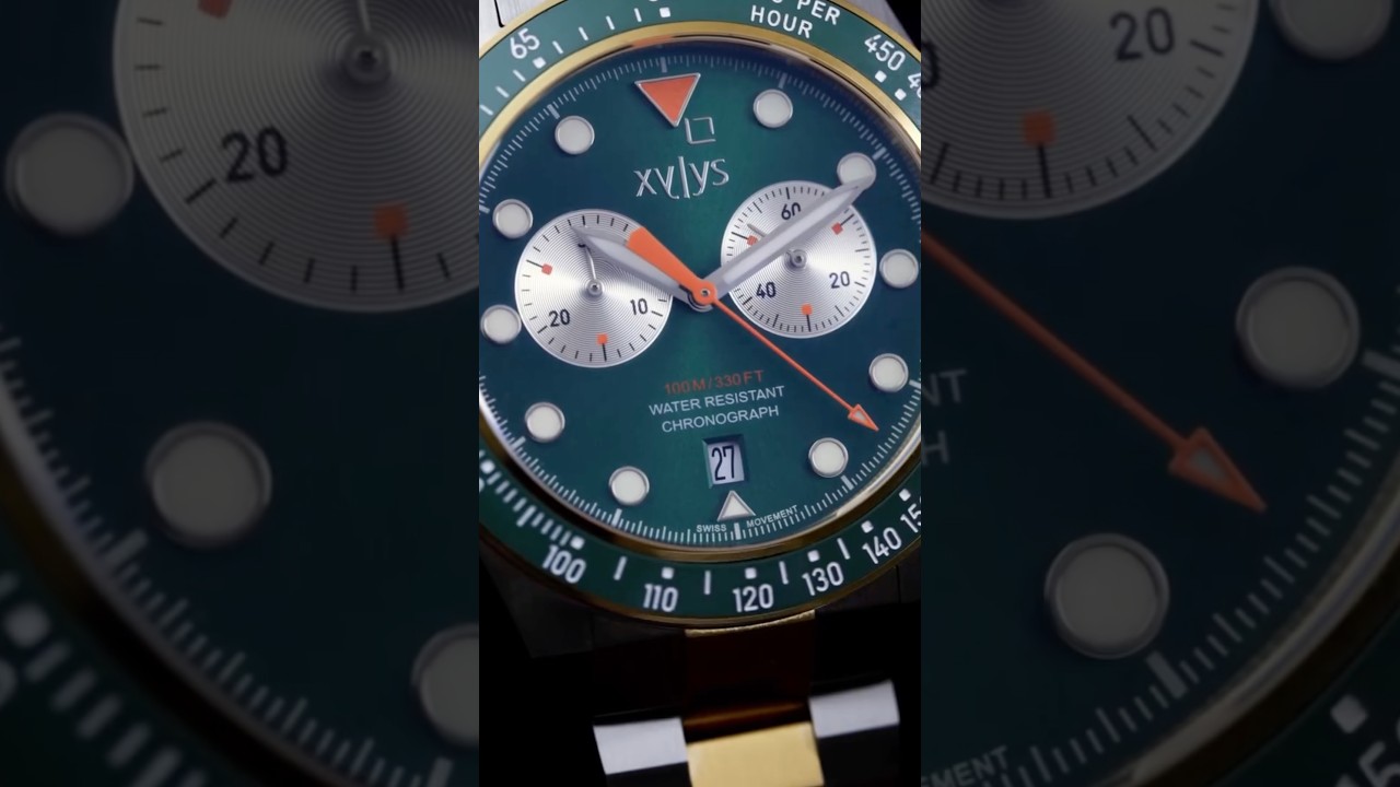 Titan Xylys Aurelius Quartz Chronograph Green Dial Two Tone Strap