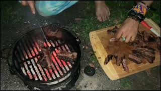 Cooking Buffalo Ribeye on Cast Iron BBQ Grill (Wild Idea Buffalo)