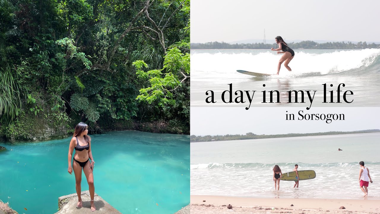 a day in my life: hidden gem in sorsogon, lola sayong beach, surfing, food, etc