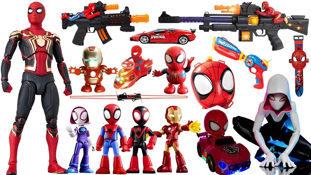 Marvel Spider-Man series unbox,popular Spider-Man action dolls,Spider-Man popular electric toy gun