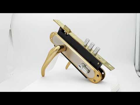 Комплект ручка на планці+Замок+Секрет. Сатін-Альберфін, видео 1