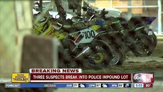Officers arrest three people for attempting to break into the Tampa Police impound lot