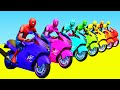 SPIDERMAN and MOTORCYCLES with Venom and Hulk Superheroes Parkour Challenge Mods GTA 5