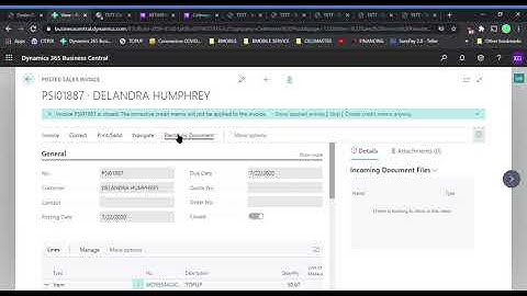 Credit Memo to void trans   Dynamics 365 Business Central