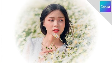 Photo inside circle with soft edges | Solid colored vignette | CANVA TUTORIAL