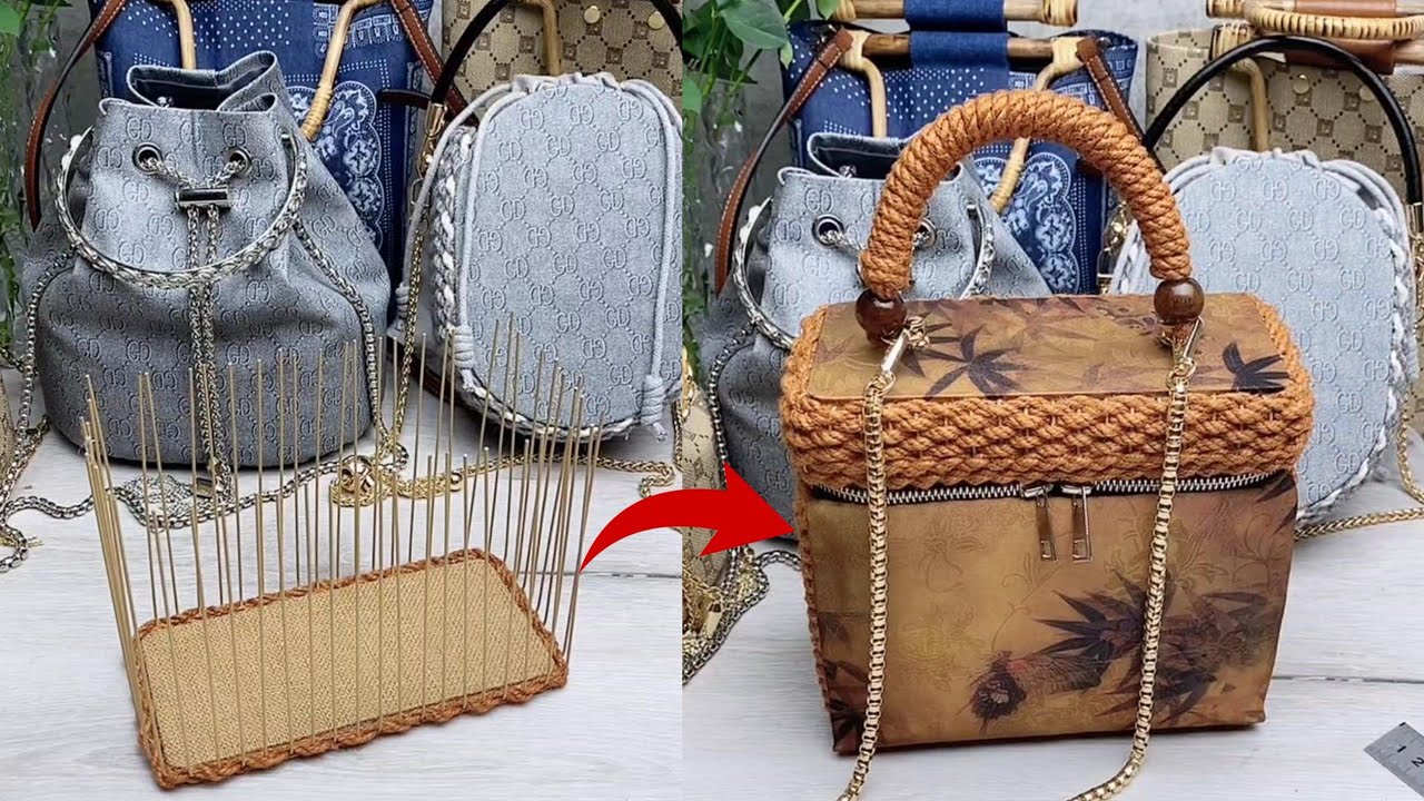 Upcycled Handbag Foam Board, Jute Rope & Flower Wire Design Tutorial #diy #handmade #craft