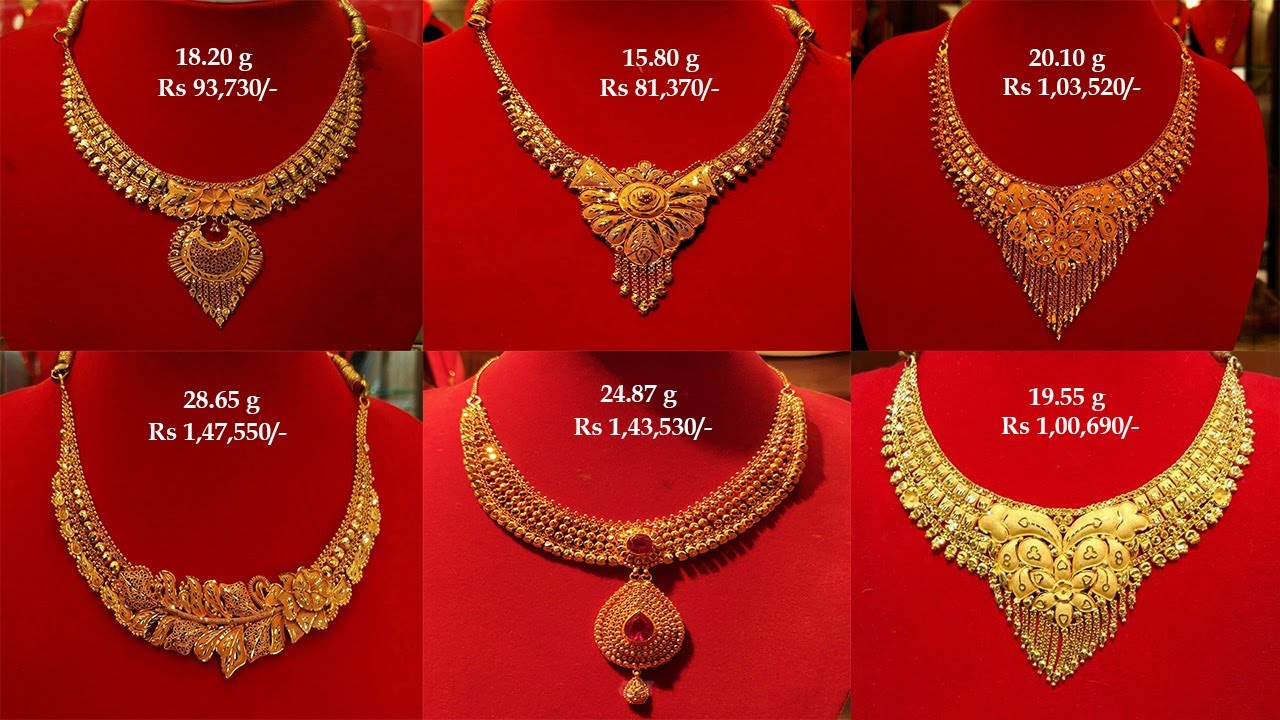 Light Weight Gold Long Necklace Designs 