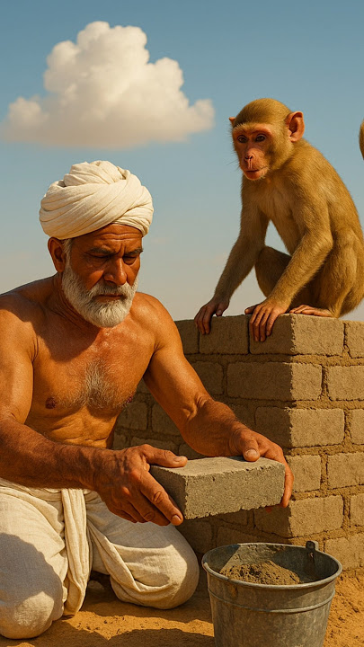 The farmer and the monkey build a house in the desert but the house is destroyed in a flood 😭 #ai