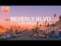 Driving on Beverly Blvd Los Angeles - Beverly Grove to Downtown LA - Sunset Drive