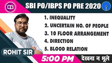 Mix Question of Reasoning by Rohit Sir | SBI PO/ IBPS PO Prelims 2020
