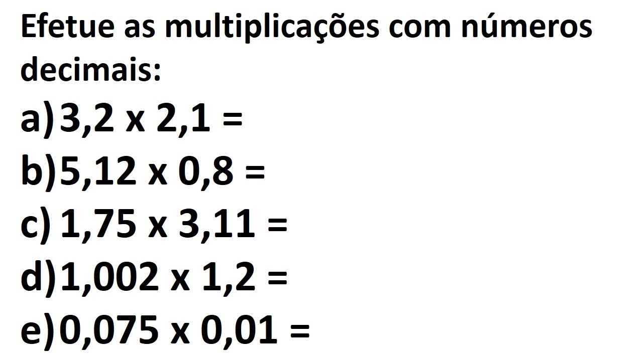 Multiplicação com números decimais. - YouTube