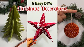 6 Easy Christmas Crafts | Paper Tree | Snowflakes | 3D Paper Star | Yarn Ornaments