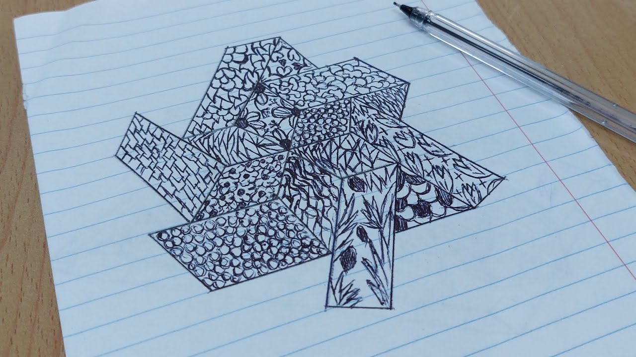 Zentangle On Computer Zentangle on a regular notebook page - YouTube
