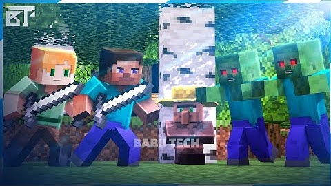 Steve and Alex Saved Kid Villager From Zombies | Babu Tech | Prisma 3D Minecraft Animation