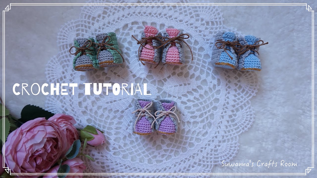 🌸 Doll sneakers / booties crochet tutorial 👟👟