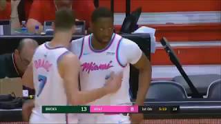 Dwyane Wade's first appearance back to the Heat!He gets a standing ovation from the fans!