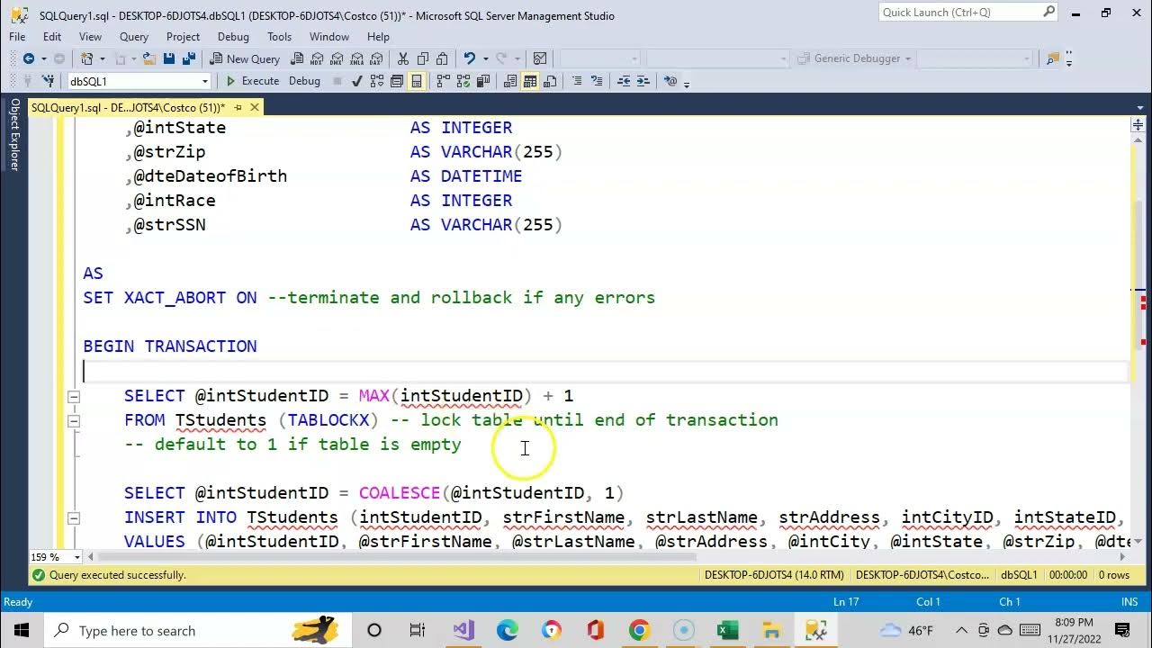 Creating an Insert Stored Procedure - YouTube